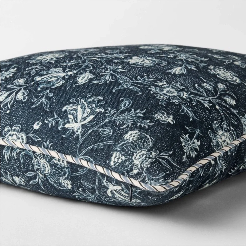 Square Allover Floral Pillow Navy - Threshold™ designed with Studio McGee